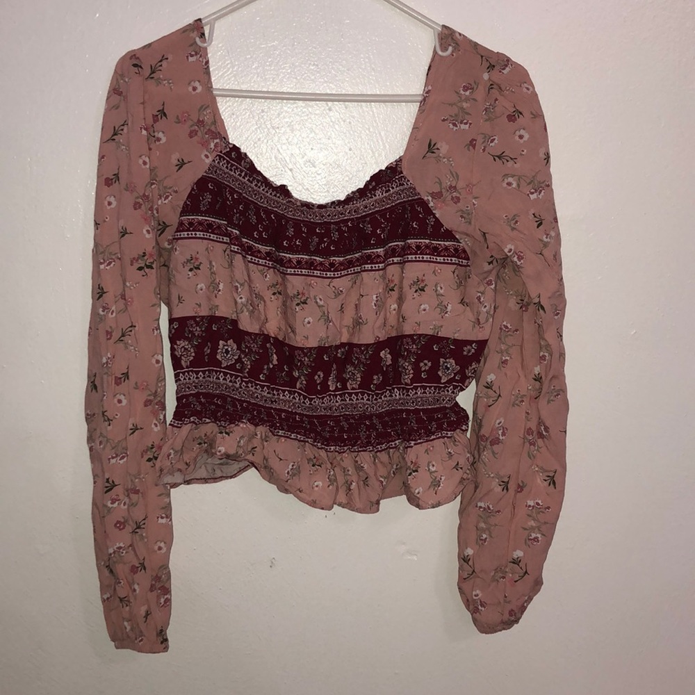 Pink floral crop top